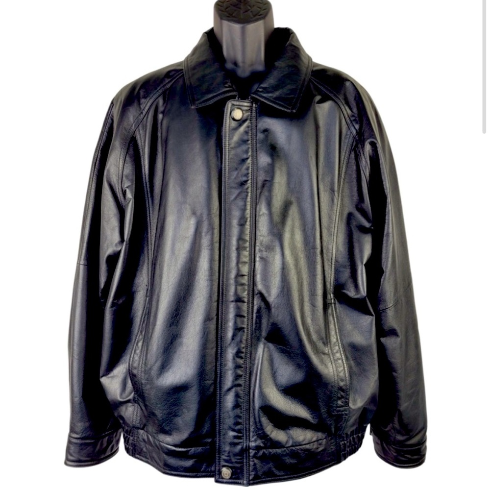 Danier men’s black Classic full zip genuine leather bomber jacket size XL